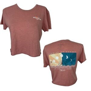Flo Grown Sunrise to Sunset Crop Top Graphic Tee raw hem S